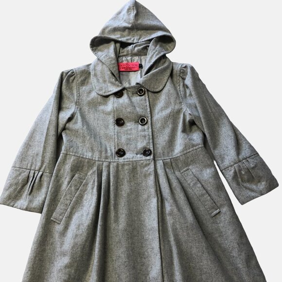 JUICY Couture Grey Wool Blend Hooded Pea Coat Size Small - Picture 4 of 13